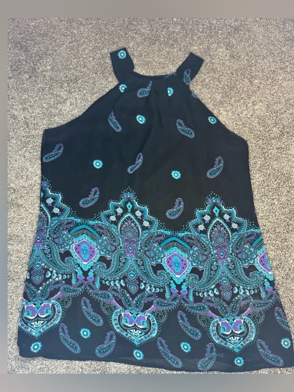 Apt. 9 Black Paisley Halter-Style Camisole with Teal & Purple Accents